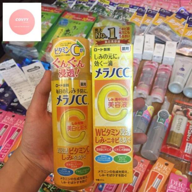 Toner Melano CC Vitamin C dưỡng ẩm trắng da mờ thâm.