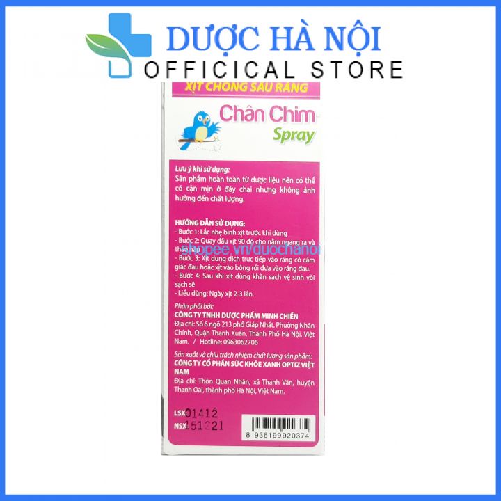Xịt chống sâu răng Chân chim Spray - giảm đau răng , ê buốt