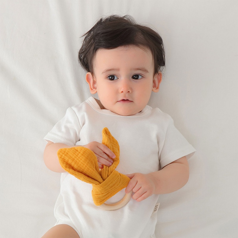 Đồ Chơi Ngậm Mọc Răng Hình Tai Thỏ Chất Liệu Cotton Mềm Mại Thoải Mái Dành Cho Bé