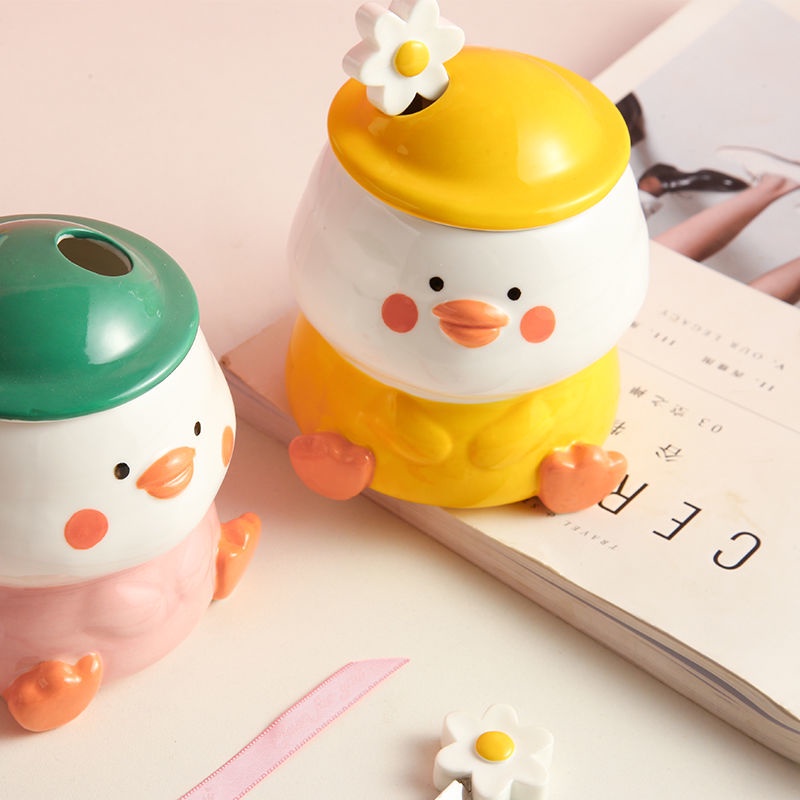 ✨Cốc Sứ Uống Nước Dung Tích Lớn In Họa Tiết Hoạt Hình Dễ Thương Kèm Nắp Và Muỗng Tiện Dụng Cho Học Sinh