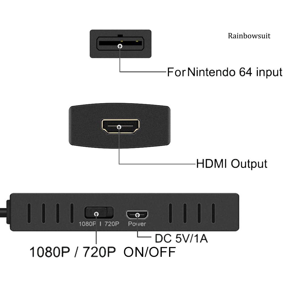 Cáp Chuyển Đổi Rb-1080P Hd Cho Nintendo 64 / Snes / Gc Sang Hdmi