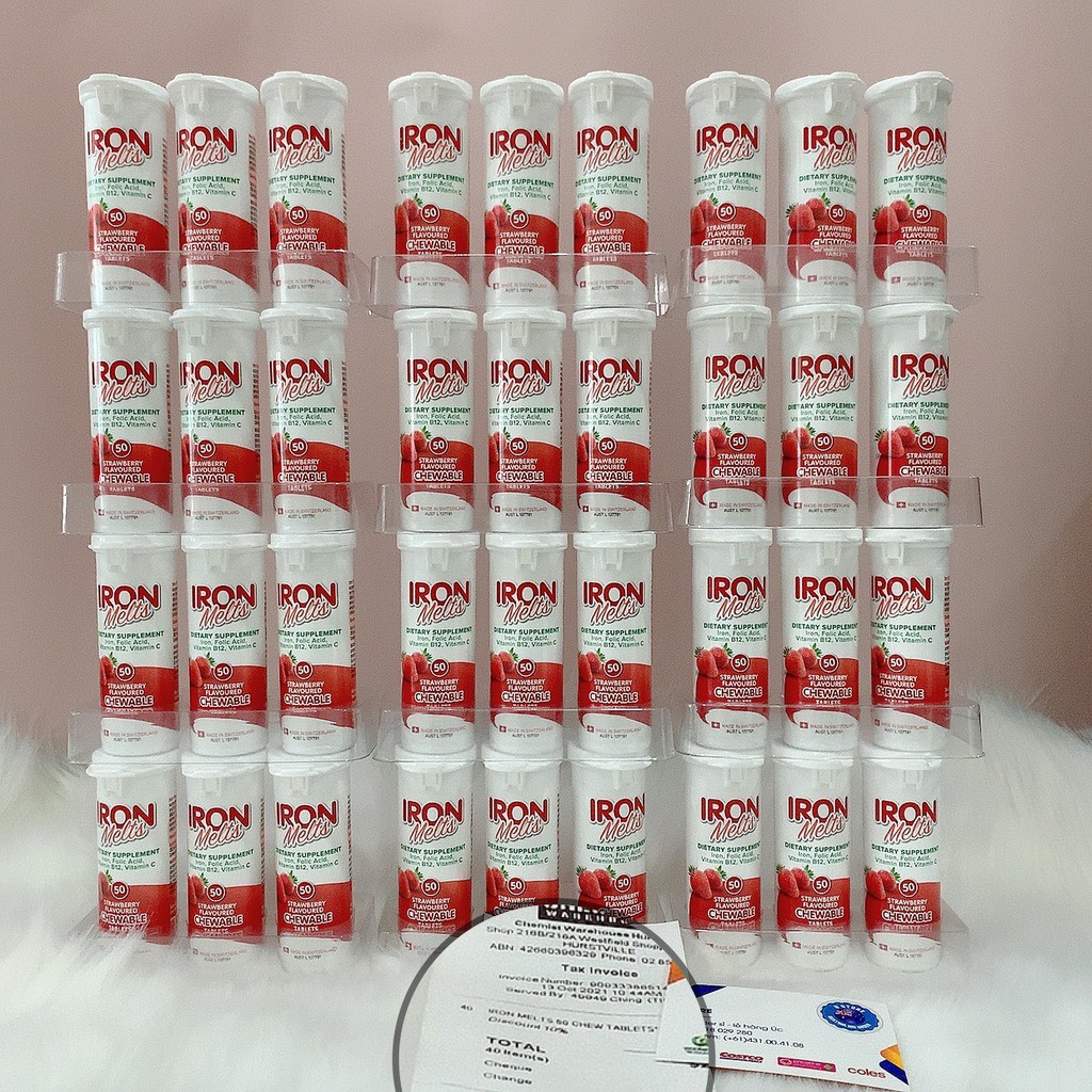 Viên ngậm bổ sung sắt Iron Melts Chewable 50 viên - vị dâu