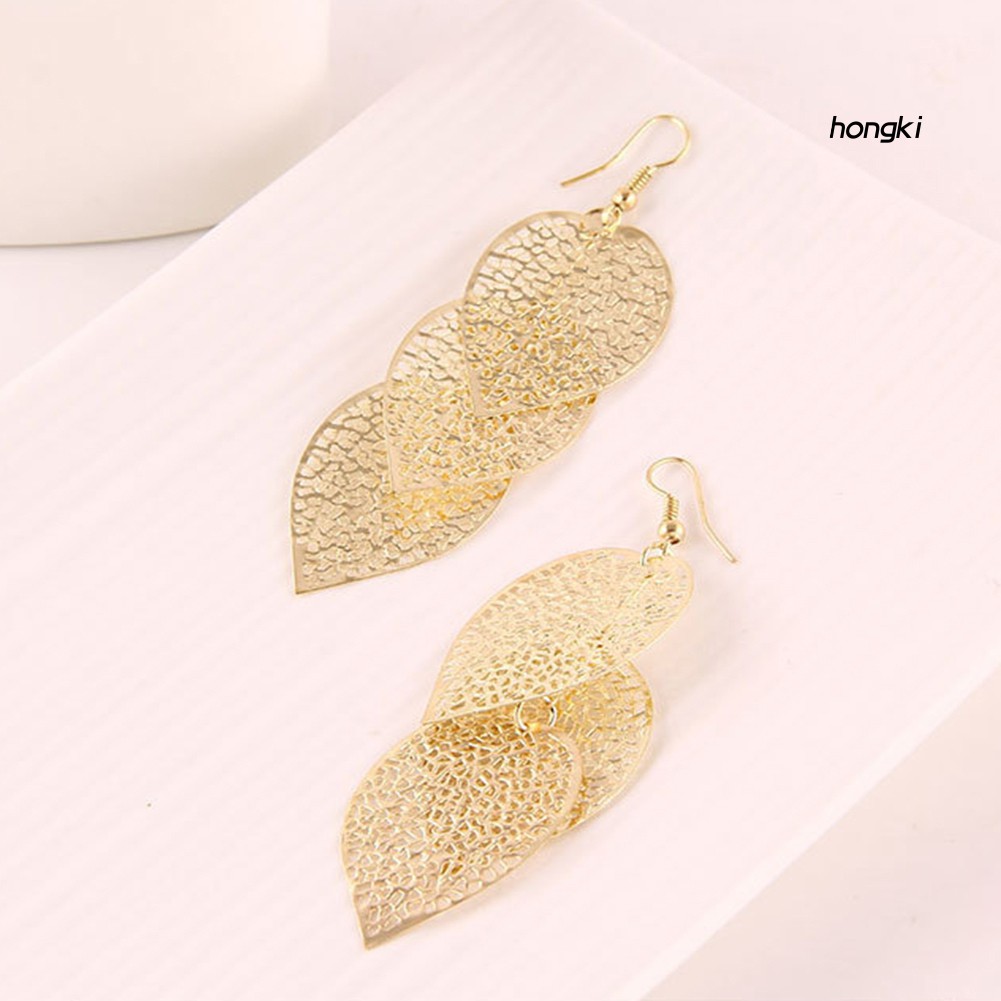 Khuyên Tai Dáng Dài Mặt Hình Chiếc Lá Thời Trang Dành Cho Nữ