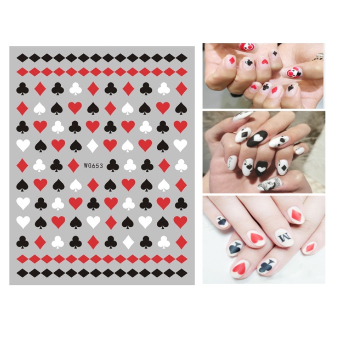 sticker lá bài trang trí nail