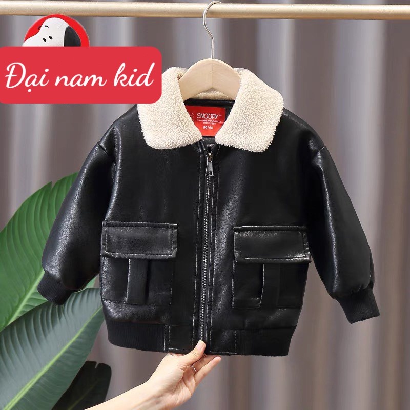 [Siêu Rẻ] Áo Da Cho Bé Trai Cổ Lông Siêu Hót Size 8-21kg DNK74