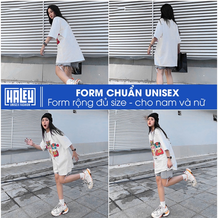 Áo thun Nam Nữ Unisex Form rộng tay lỡ HALEY TN85 street wear Basic cao cấp chất cotton 100% -  phông siêu mát TN85