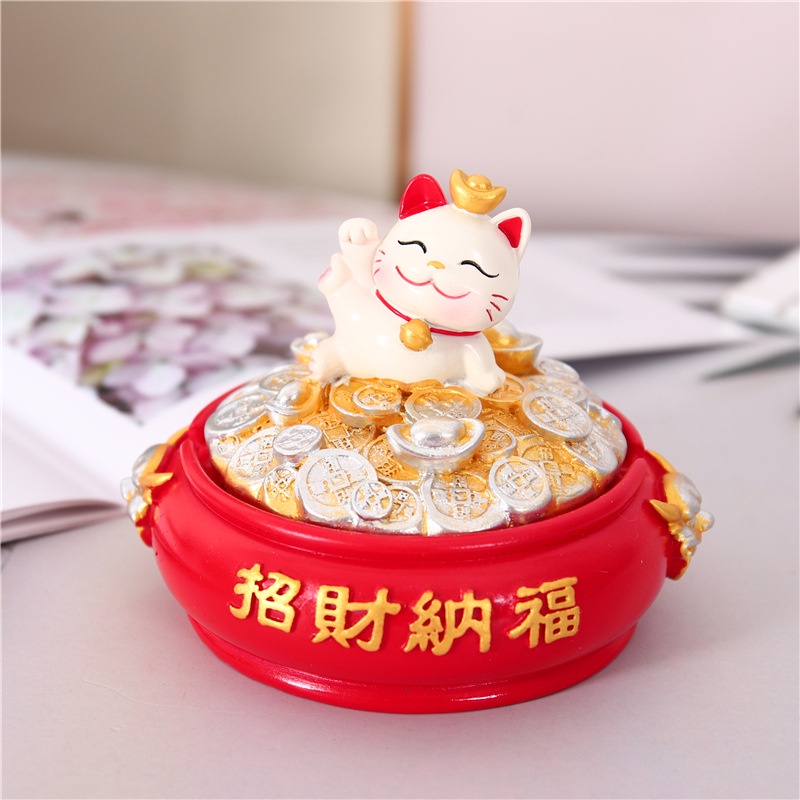 Gạt Tàn Thuốc Hình Mèo Thần Tài Có Nắp Đậy Để Bàn EMA