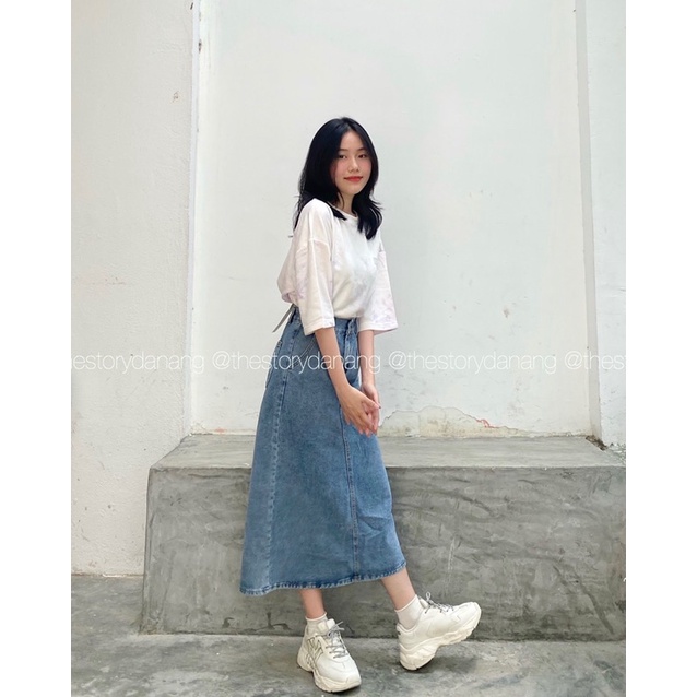 [STR] Chân váy jean dáng dài, xẻ vạt CV266 | BigBuy360 - bigbuy360.vn