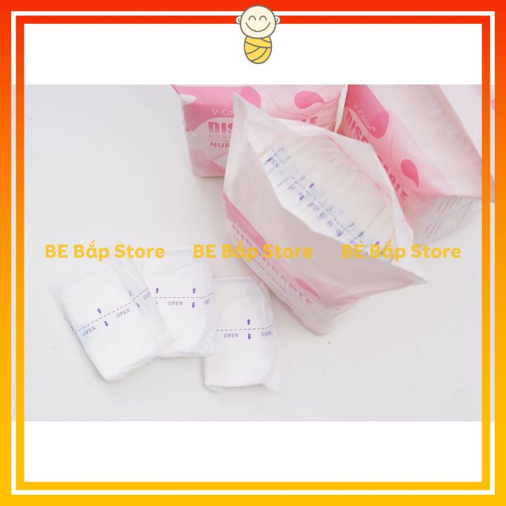 Miếng Lót Thấm Sữa Vcool - Bịch 50 Miếng - Sơi Bông Tự Nhiên Siêu Mềm Mại Thấm Hút Tốt - Bố Bắp Store