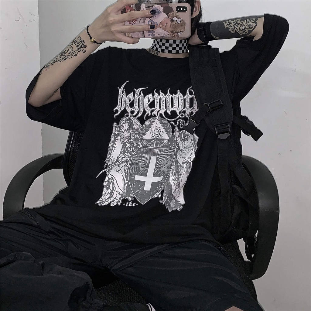 Áo thun tay lỡ Unisex dark goth áo phông form rộng áo đôi