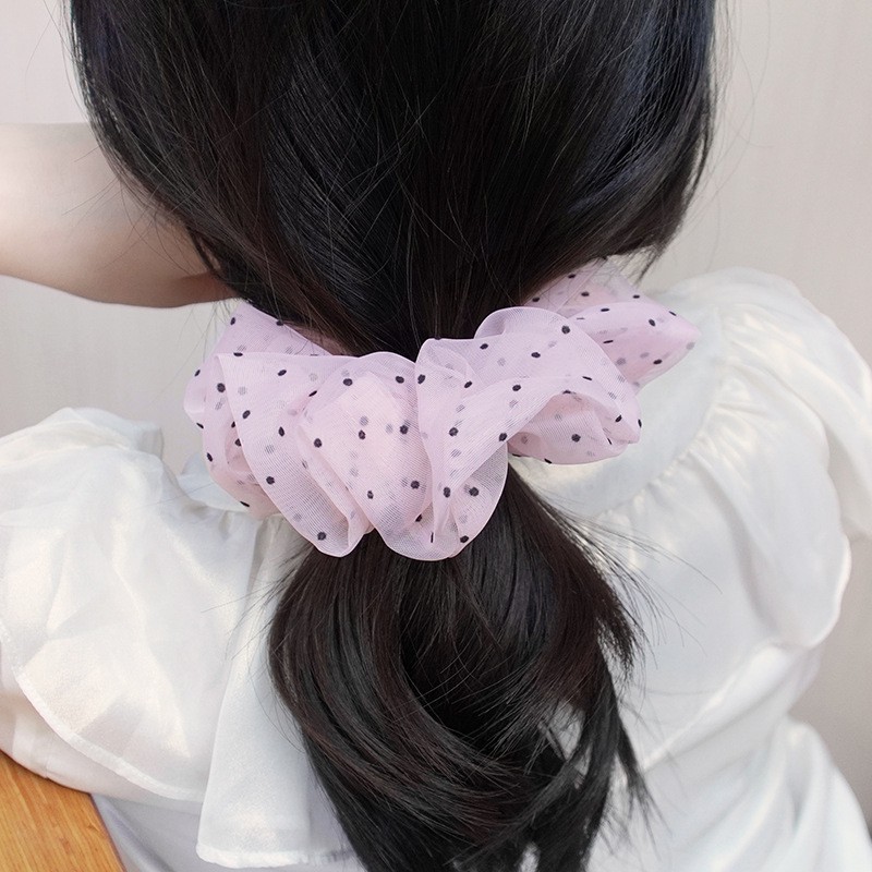 Cột tóc Vải Scrunchies chấm bi caro - dây buộc tóc vải nhiều màu phong cách Hàn Quốc DCQ04