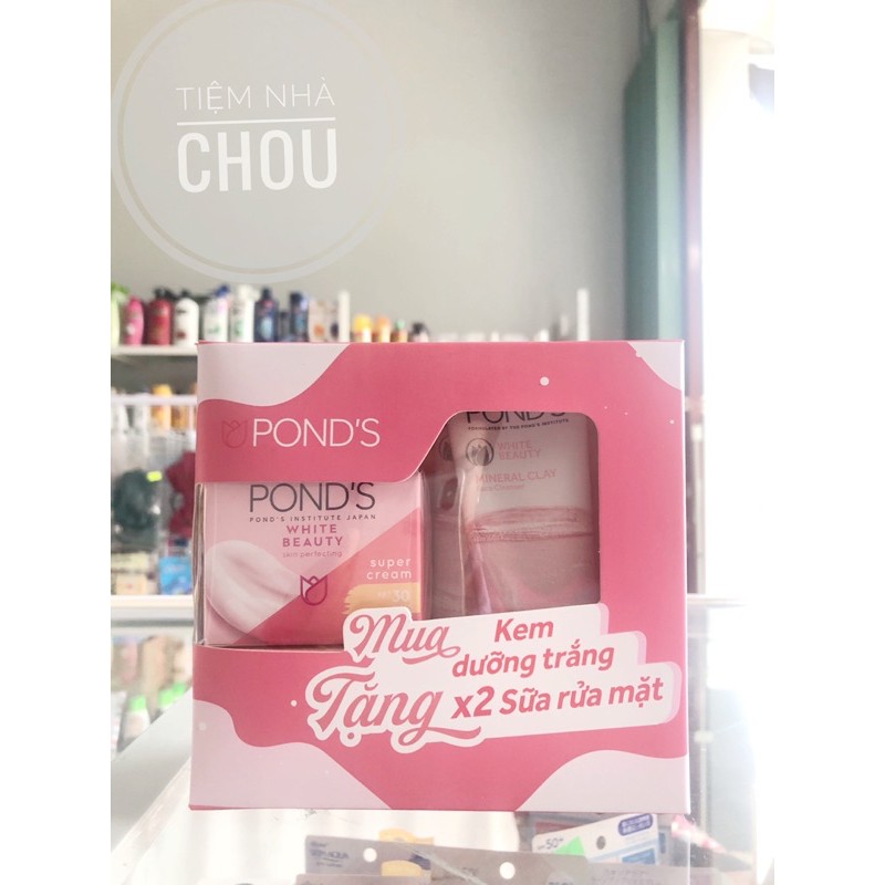 Kem Pond’s Thái Dưỡng Da 30g Trắng Hồng Rạng Rỡ ban ngày/ ban đêm tặng 2 tuýp rửa mặt