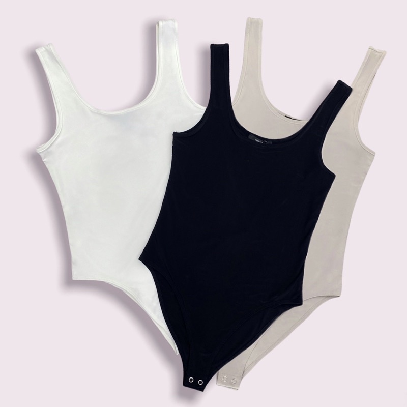 Bodysuit trơn ET.TEE màu đen, trắng, be đủ size chất thun polyster co dãn A1913 | WebRaoVat - webraovat.net.vn
