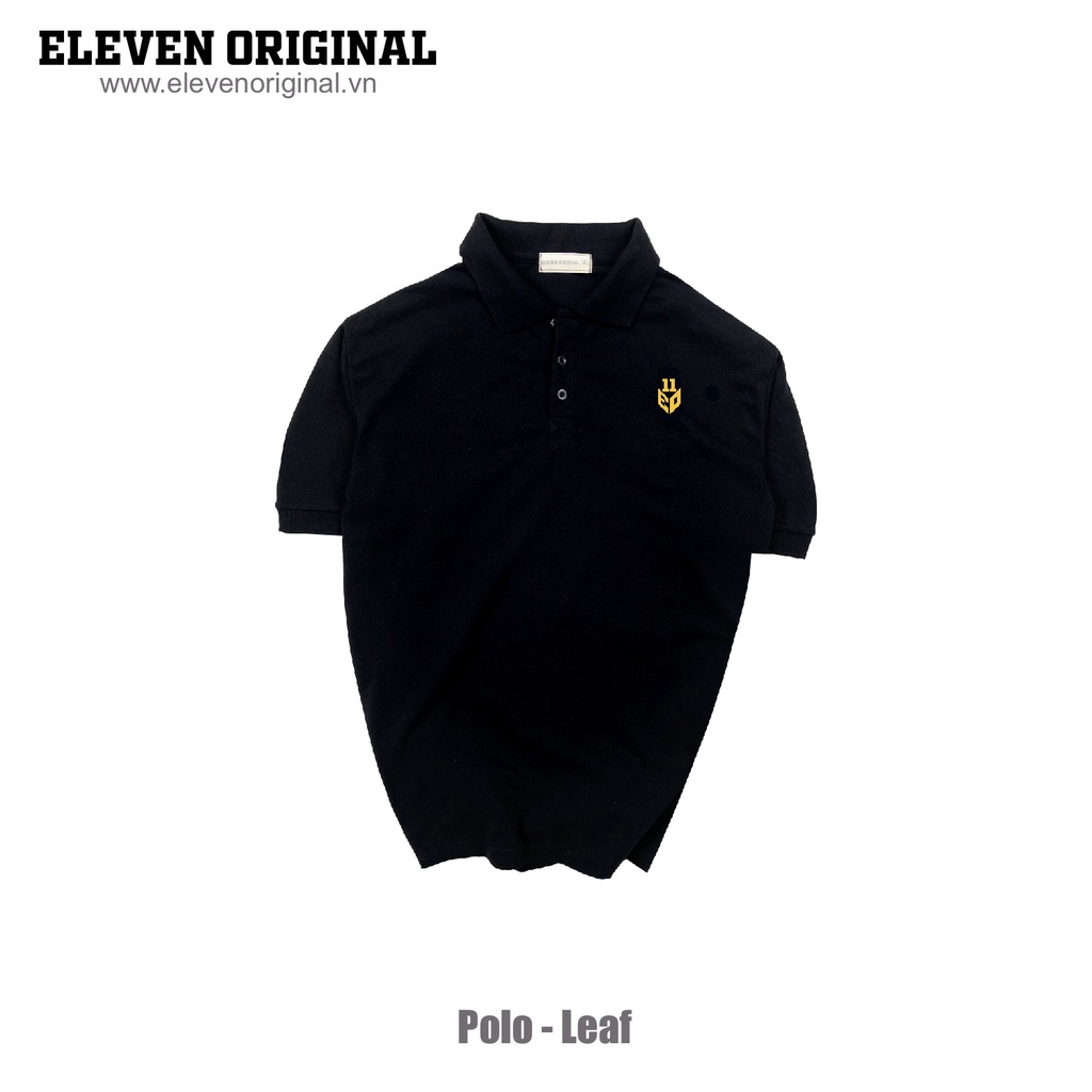 Áo thun Polo Unisex Cao cấp Eleven Original - Leaf, Form Slim fit Màu ĐEN