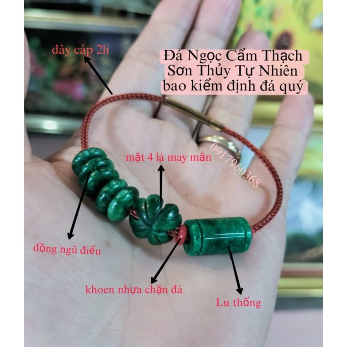 Vòng tay nam nữ tam tài mic lu thống, mặt 4 lá và ngũ điếu may mắn tài lộc