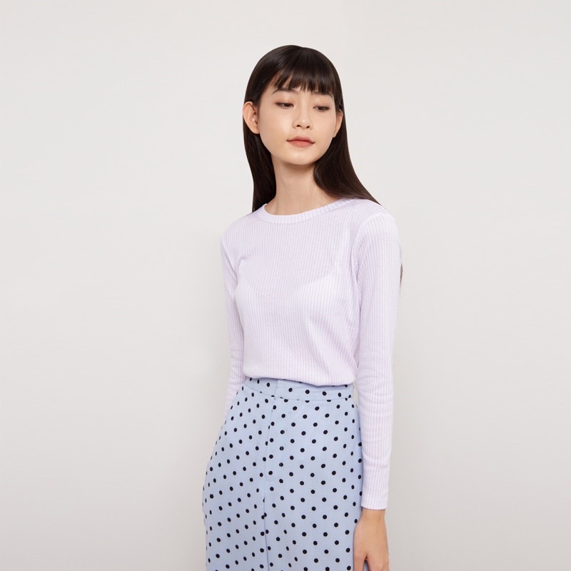 Andabove - Áo thun tay dài nữ Sọc Tím - Purple Striped Tshirt - Màu Tím