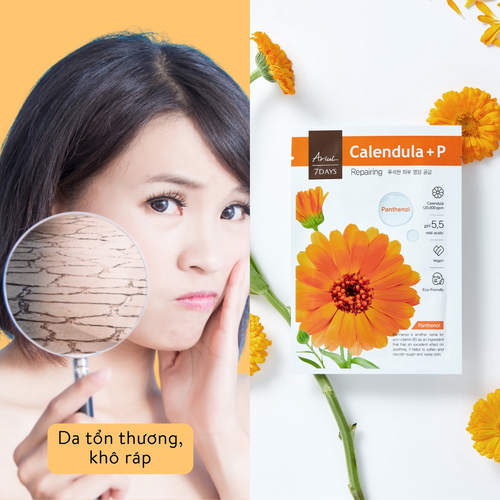 [HSD Trước T1/2025] Mặt Nạ Làm Dịu & Phục Hồi Da Chiết Xuất Hoa Cúc Ariul 7 Days Mask Calendula P 20ml