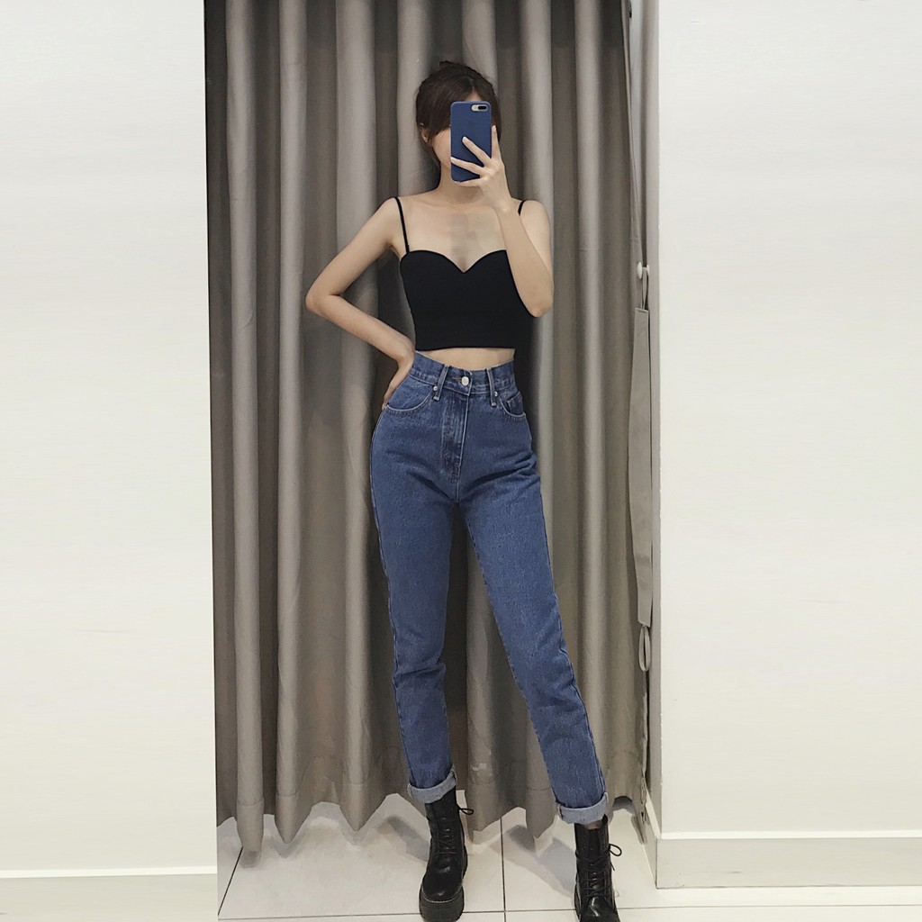 Quần mom jean lưng cao - High Waisted Mom Jeans