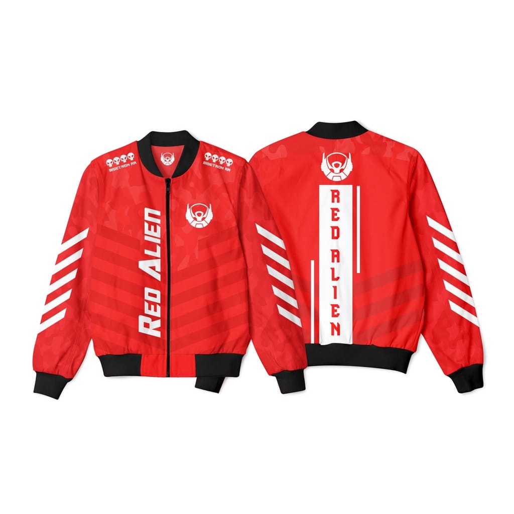 Bigetron Áo Khoác BOMBER Chơi Game Mới Nhất Phiên Bản Giới Hạn Hình Người Ngoài Hành Tinh Màu Đỏ Phiên Bản Giới Hạn