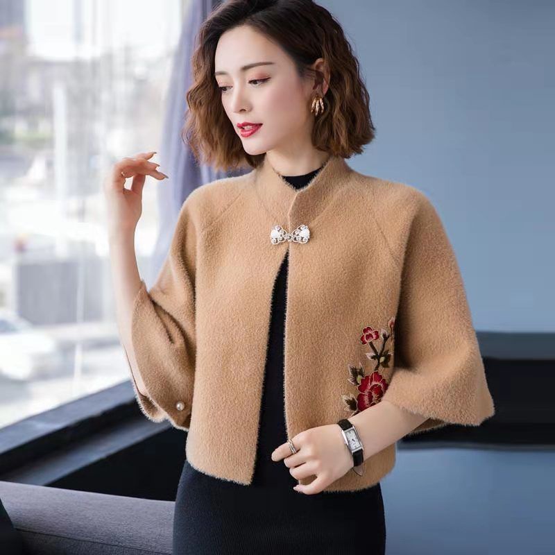 Áo khoác cardigan dáng ngắn thêu họa tiết thời trang xuân thu
 | BigBuy360 - bigbuy360.vn