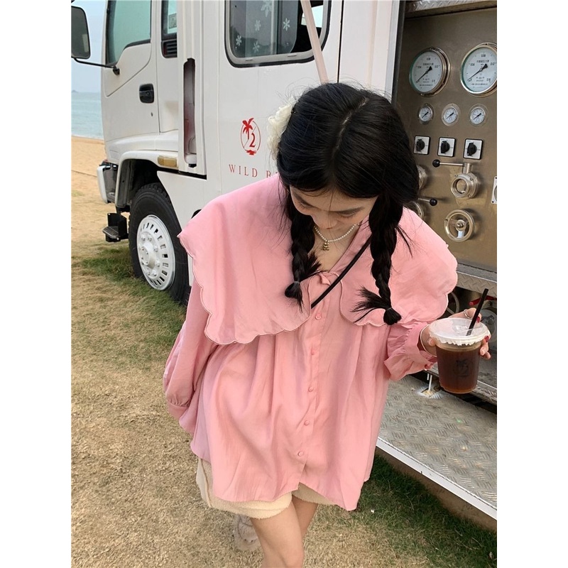 Áo Sơ Mi Tay Dài Dáng Rộng Thời Trang Mùa Xuân Xinh Xắn Cho Nữ