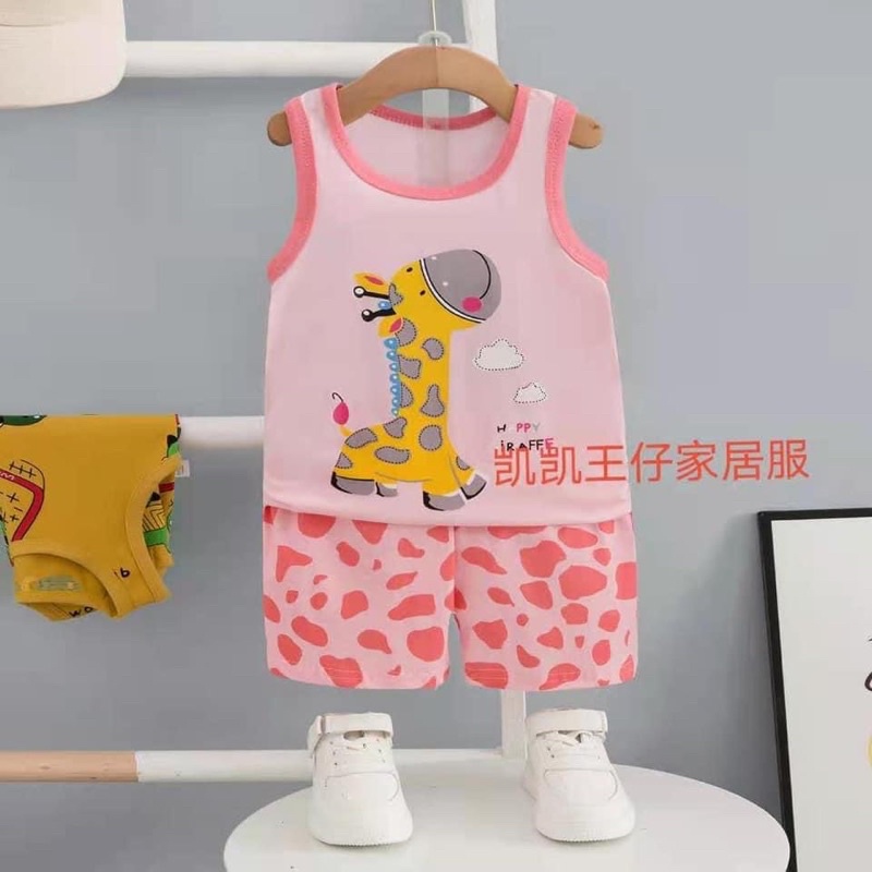 [KAIKAI 16-25kg] Đồ bộ Quảng Châu KaiKai- Bộ ba lỗ Cotton Xuất Hàn cho bé gái 4-6 tuổi