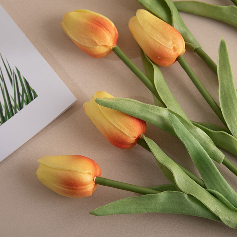 Set 3 Hoa Tulip Giả Mini Bằng Da PU Trang Trí