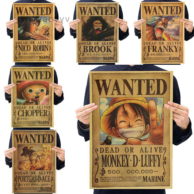 Áp Phích In Hình Nhân Vật Trong Anime Nhật Bản One Piece Treo Tường Trang Trí Bằng Giấy Kraft Cổ Điển