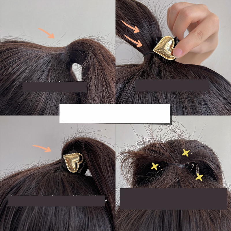 Kẹp Tóc Đuôi Ngựa Hình Trái Tim Phong Cách Hàn Quốc Dành Cho Nữ