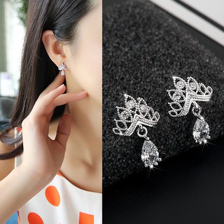 Bông tai vương miện bạc 925 cao cấp