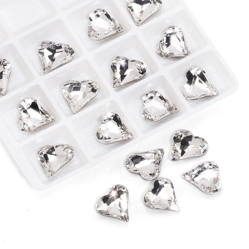 Bộ 10 HạT ĐíNh Trang Trí MóNg HìNh Vuông / TráI Tim 3D