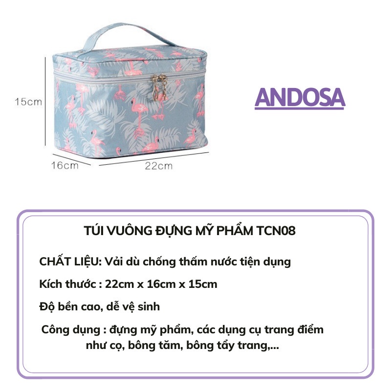 Túi đựng mỹ phẩm đồ trang điểm cá nhân du lịch đẹp nhỏ gọn cute chống thấm nước ANDOSA TCN08