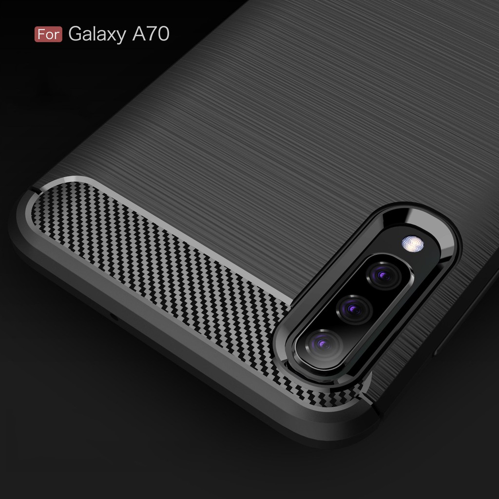 Ốp điện thoại sợi carbon mềm ôm sát bảo vệ mặt lưng cho Samsung Galaxy A70