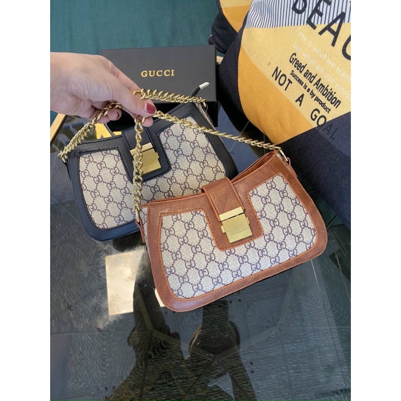 Túi xách  kẹp Nách in hoạ tiết CD khoá vuông mẫu mới❣️FREESHIP❣️