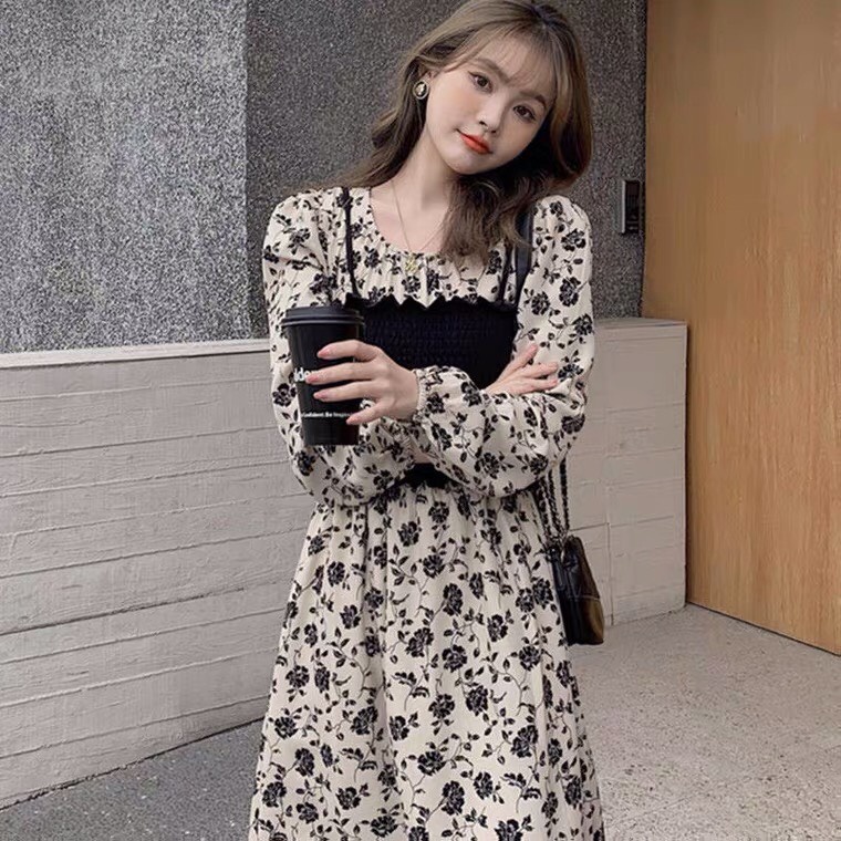 Set Kiểu Pháp Hai Mảnh ⚡️ẢNH THẬT⚡️ Set Hoa Gồm Áo Đen Và Váy Xinh Xắn | BigBuy360 - bigbuy360.vn