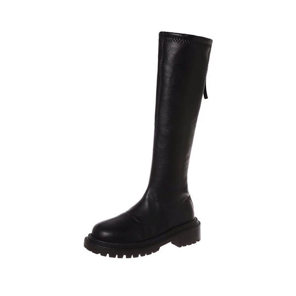 Bốt Ulzzang nữ cổ ngắn và cổ cao da mềm ôm chân đế cao 4cm có khoá kéo