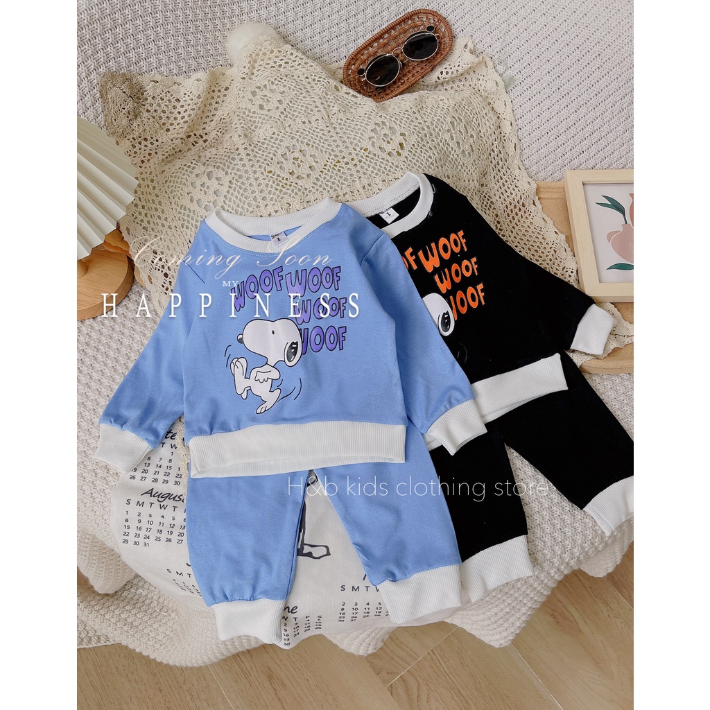 Bộ bé trai dài tay hình CÚN SNOOPY chất cotton Zip Hàn cho bé 8 - 20kg BKS28