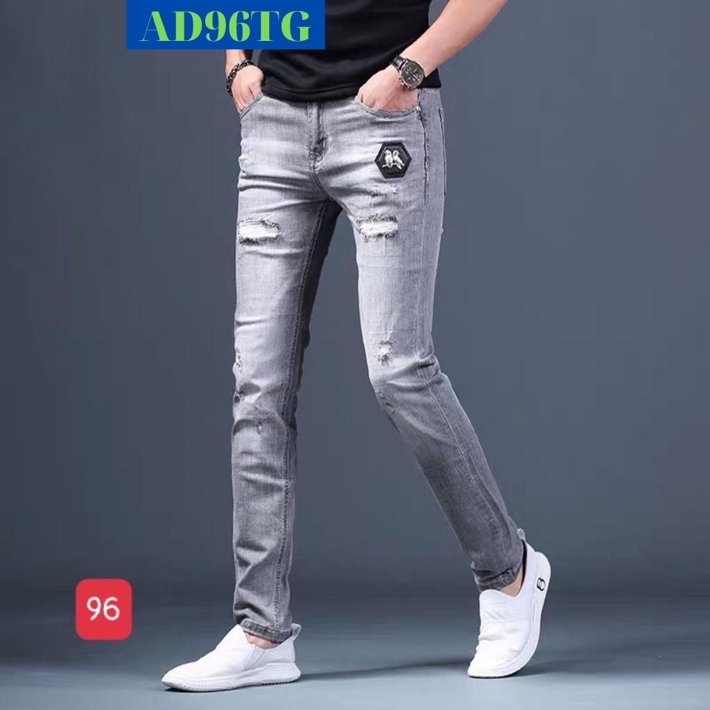 Quần jean nam tenji màu xám rách chất bò cao cấp co dãn 4 chiều cực đẹp, quần rin nam QDJ96 Nhiều mẫu mới