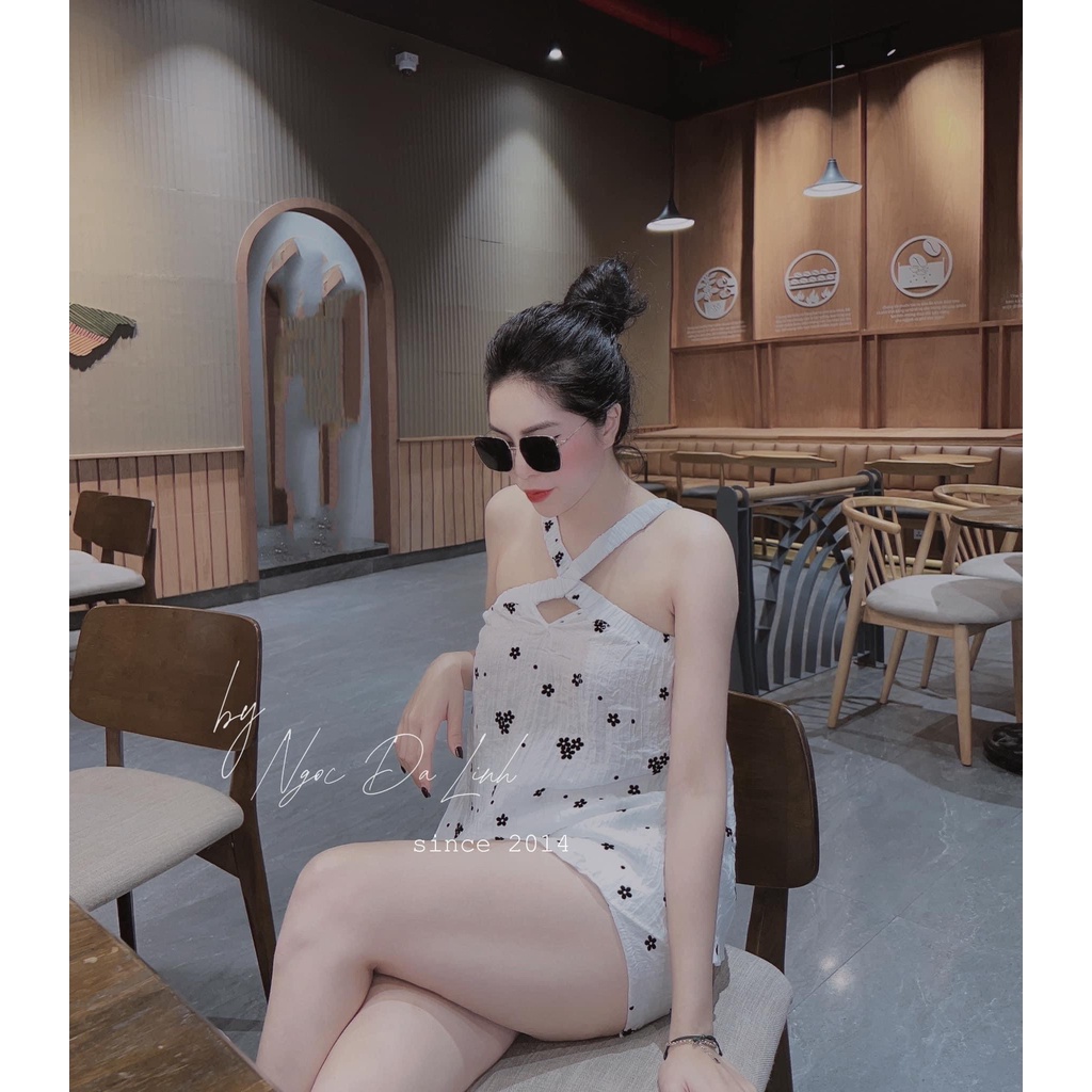 Set yếm hoa cúc họa mi đũi xốp cao cấp đồ bộ nữ đi chơi BN723