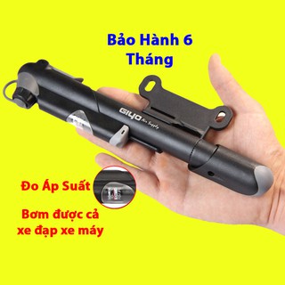 Bơm xe đạp mini Giyo tích hợp đồng hồ đo áp suất tiện dụng