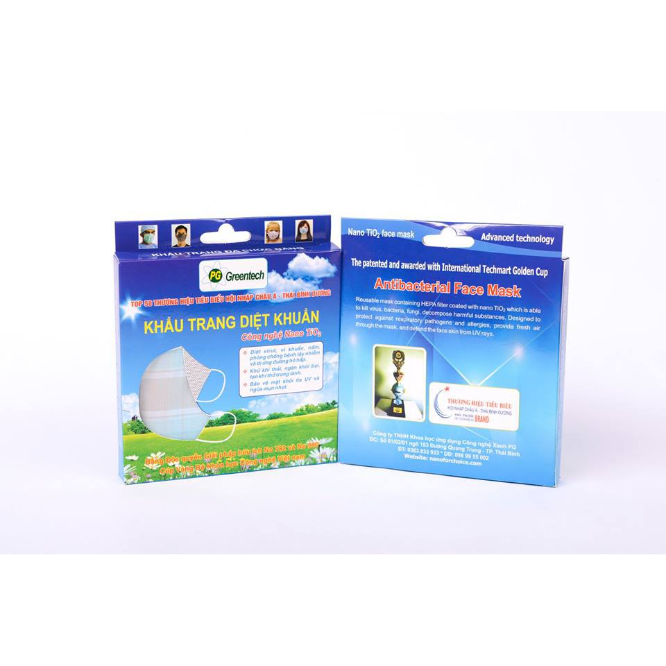 Khẩu trang công nghệ nano TiO2 cao cấp của PG Greentech