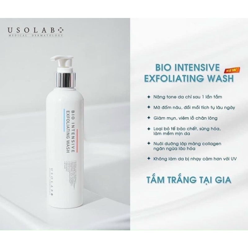 Sữa tắm trắng da Bio Intensive Exfoliating Wash Usolab