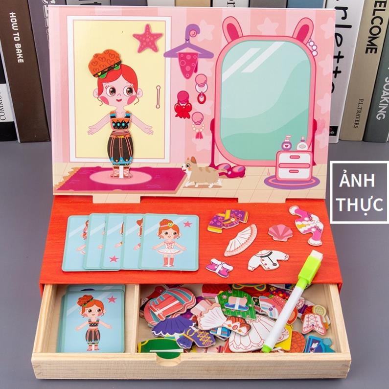 Đồ Chơi Ghép Hình Thiết Kế Thời Trang Công Chúa: Bằng Gỗ có Nam Châm- Nhiều Chủ Đề Cho Bé Sáng Tạo- DC4