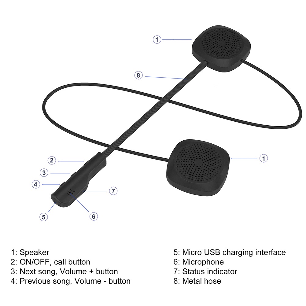 Tai nghe Bluetooth 5.0 có mic gắn nón bảo hiểm chạy xe mô tô