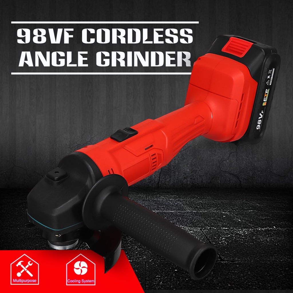 Máy mài góc tác động điện không dây tốc độ biến đổi 100mm cho pin máy cắt dụng cụ điện tự làm máy đánh bóng 1500w 98vf