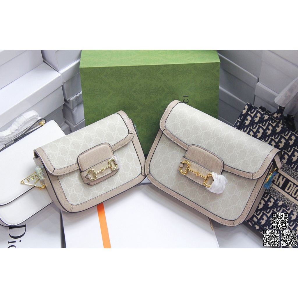 Túi Xách Nữ Horsebit 1955 Size 25 Cao Cấp Màu Tráng Có 2 Hộp