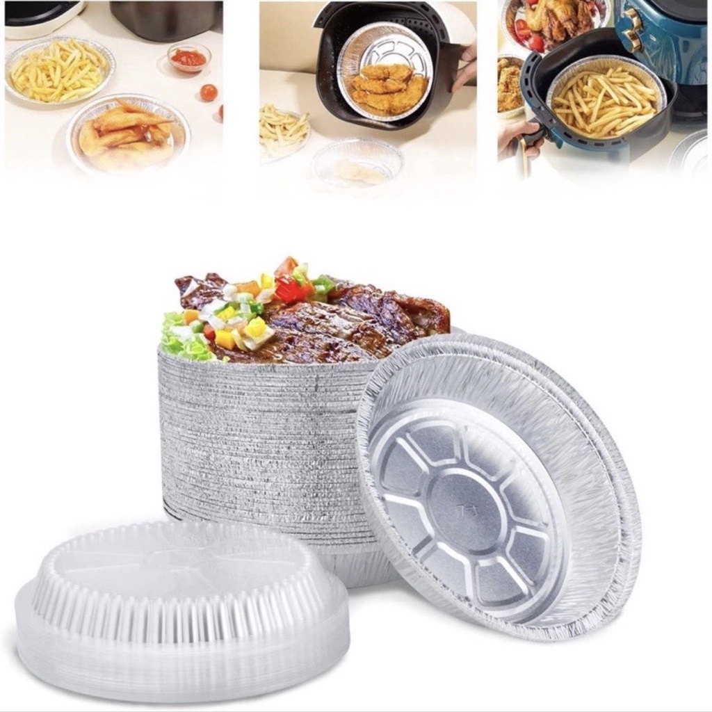 Set 10 Khay Giấy Bạc, Khuôn Bạc Lót Nồi Chiên Không Dầu Có Thể Nướng Trực Tiếp Trên Lửa