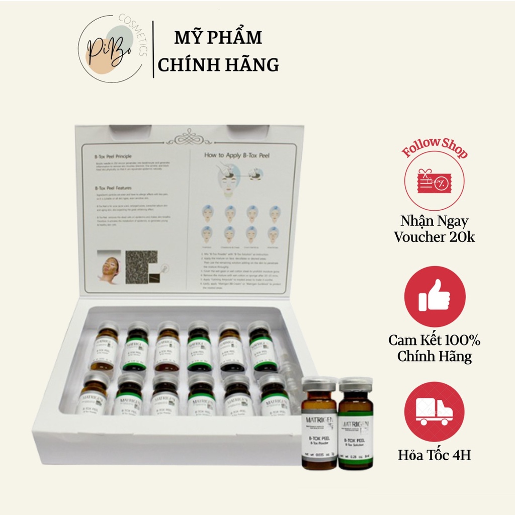 Tinh Chất B-Tox Peel Thay Da Sinh Học Vi Tảo Hàn Quốc 2 Màu Matrigen - Full 6 cặp