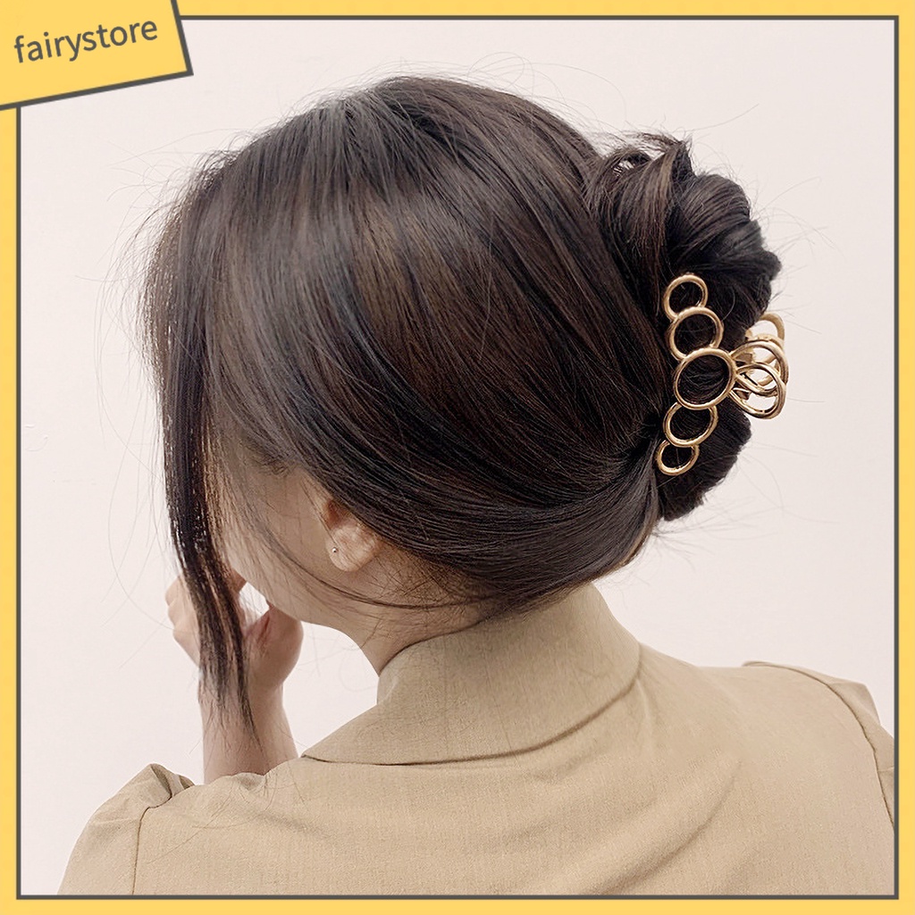 Kẹp tóc càng cua hợp kim màu trơn thiết kế đơn giản thời trang dành cho nữ