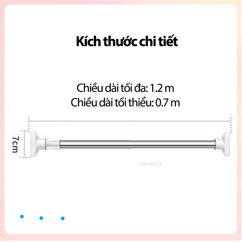 Thanh Treo Quần Áo Treo Rèm Nhà Tắm Rút Gọn Đa Năng Không Cần Khoan Vít, Chất Liệu Inox Chắc Chắn